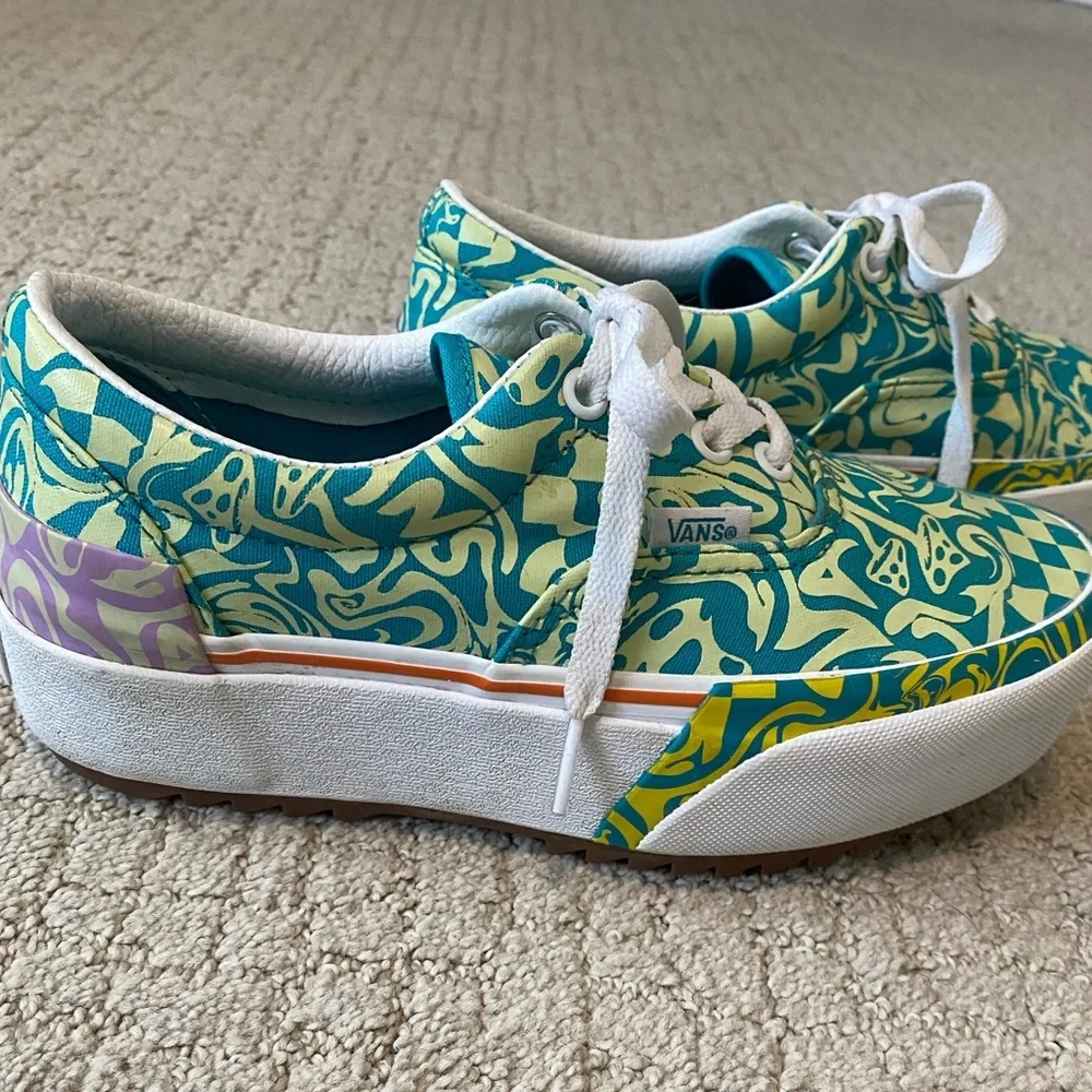 Vans Era Stacked Platform Teal Yellow Purple Low Sneakers Size 6 - Picture 9 of 12